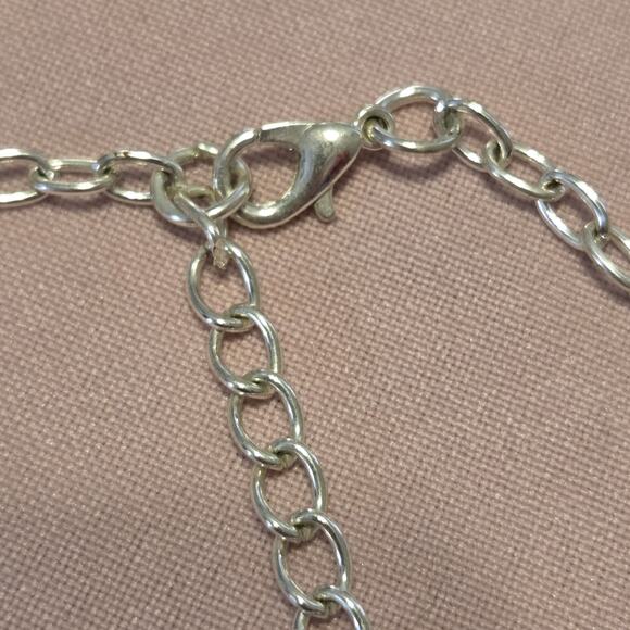 Vtg Abalone Necklace Earring Set Silvertone Pink Abstract 3D Balloons Romance - Picture 10 of 12